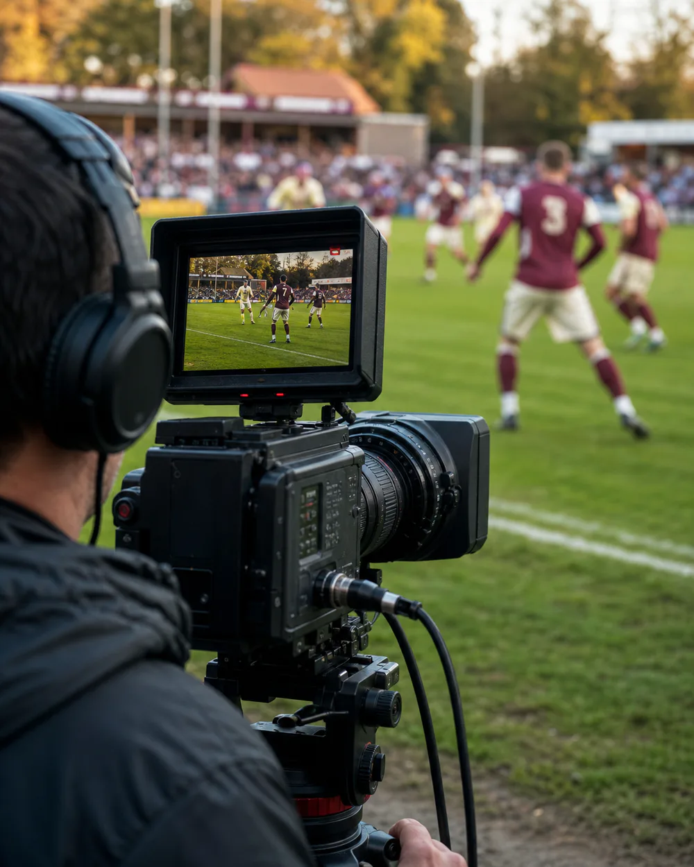 Producción audiovisual durante un partido de fútbol