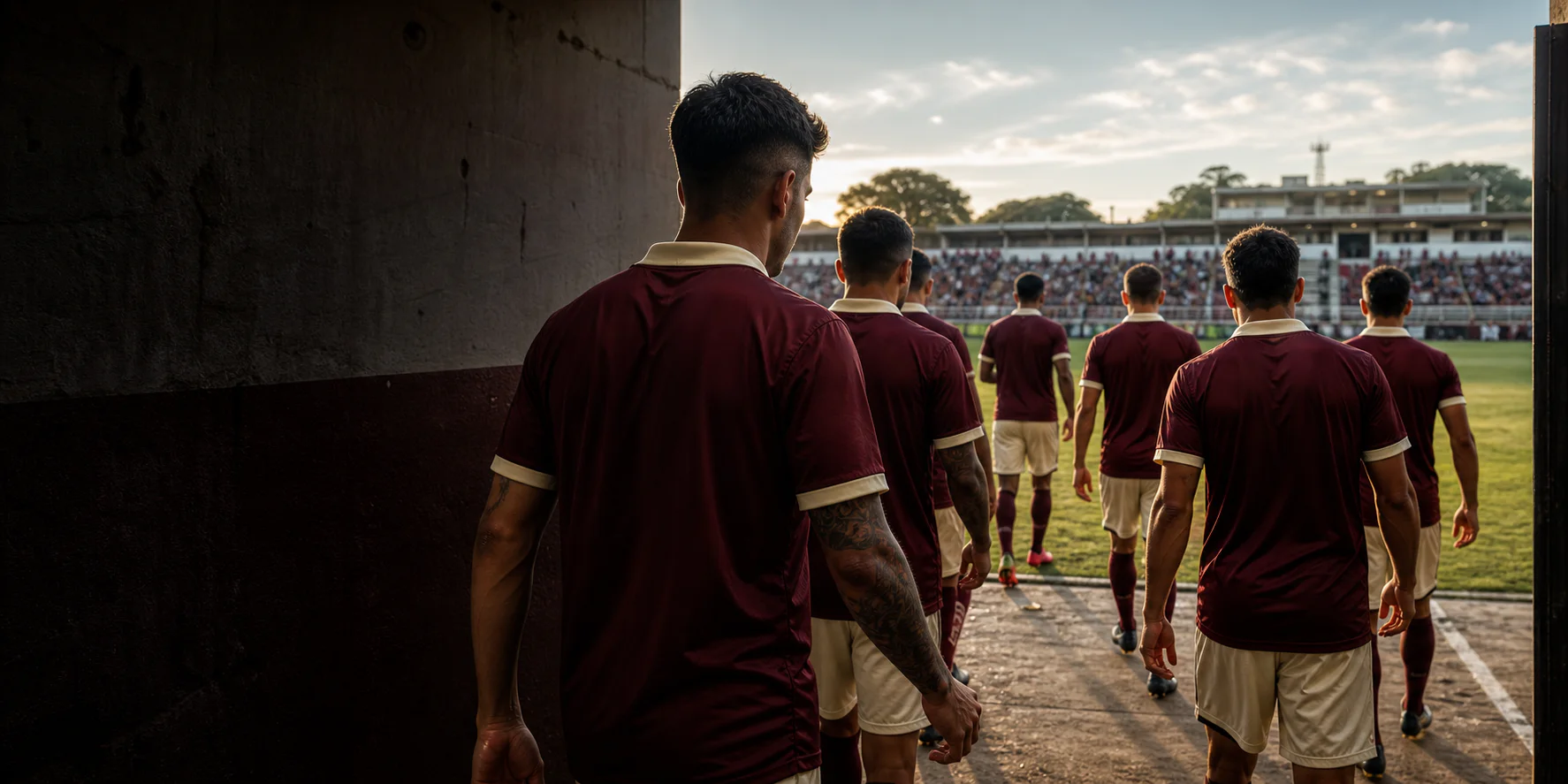 El plantel de Lemare FC saliendo a la cancha